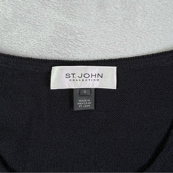 St John Collection Santana Knit Tank Top Size Small Wool Blend Black Basics Chic - Picture 11 of 16